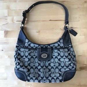 Coach fabric embossed classic black shoulder bag
